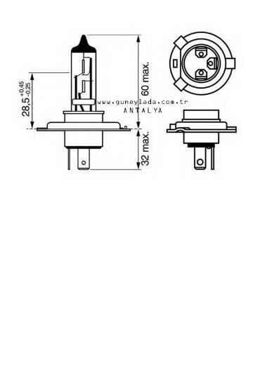 AMPÜL Far H4 [12V 60,55W] Tırnaklı