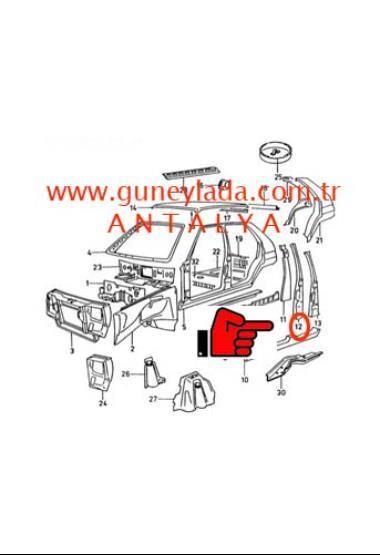 KAPI DİREĞİ ORTA SACI  R-Sağ  [Skoda Favorit,Forman,Pickup]