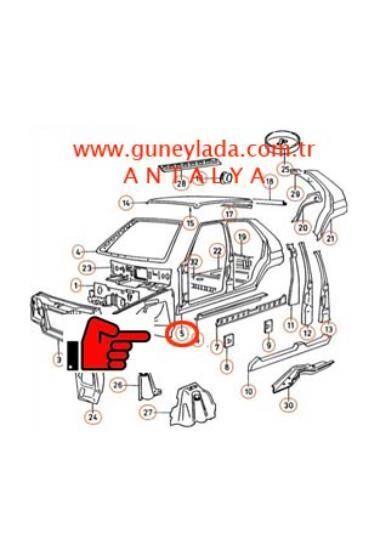 KAPI DİREKLERİ ARKA ÇAMURLUK KOMPLE    L-Sol  [Skoda Favorit]
