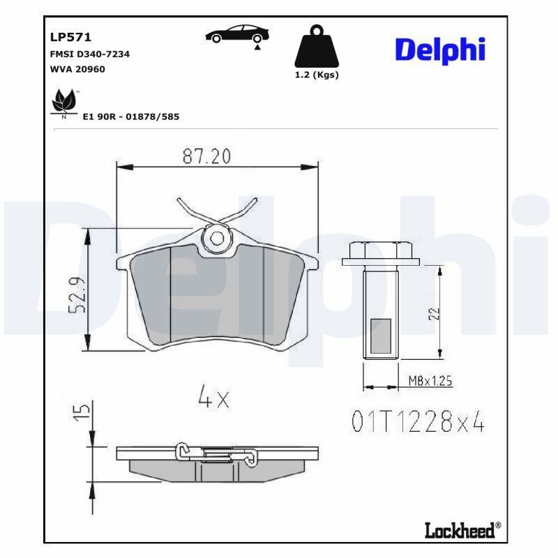 FREN BALATASI TAKIM ARKA [Skoda Fabia,Roomster,Octavia] 1K0698451J Delphi LP571