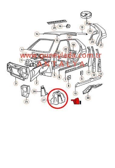 AMORTİSÖR KULESİ ARKA KOMPLE  L-Sol  [Skoda Favorit,Forman,Pickup]
