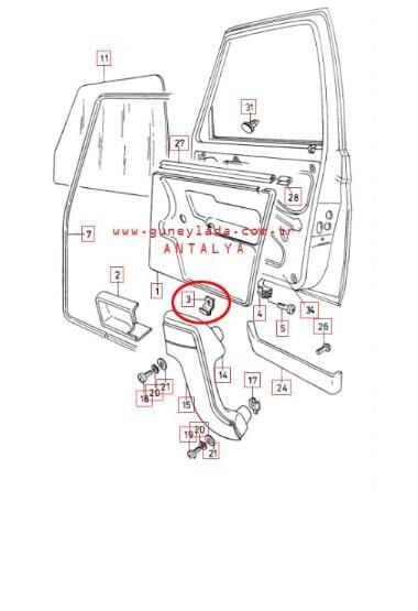 KLİPS,Kapı iç Kaplama ALT [Skoda Favorit,Forman,Pickup] 12