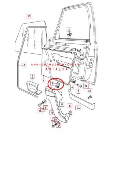 KLİPS,Kapı iç Kaplama ALT [Skoda Favorit,Forman,Pickup] 12
