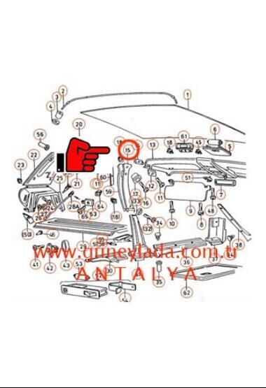 KAPI DİREĞİ İÇ KAPLAMA ÜST   R-SAĞ  [Skoda Favorit,Forman,Pickup]