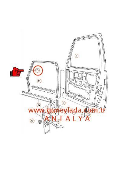 KAPI CAM ÜST FİTİLİ ÖN  L   [Skoda Favorit,Forman,Pickup]