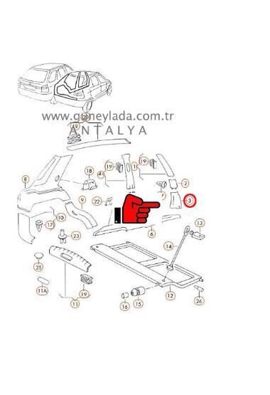 CAM DİREĞİ İÇ KAPLAMA ÖN ALT R-Sağ  [Skoda Felicia]   12