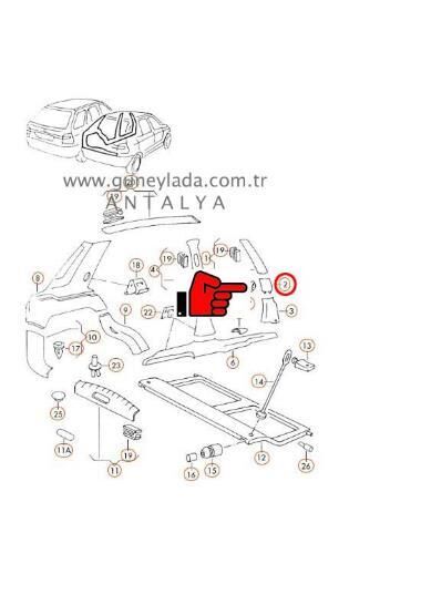 CAM DİREĞİ İÇ KAPLAMA ORTA R-Sağ [Skoda Felicia] 12
