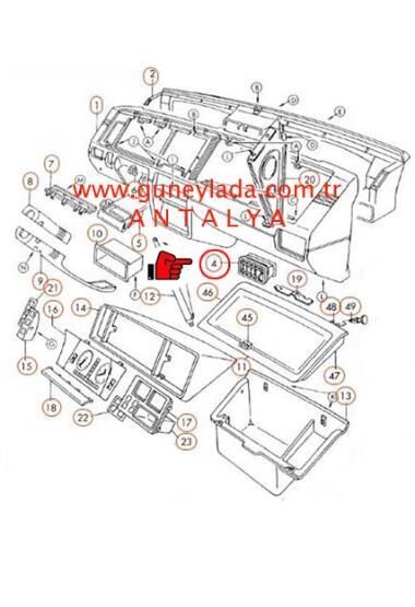 KALORİFER ÖN GÖĞÜS HAVA DAĞITICI IZGARA Yan-R Sağ [Skoda Favorit,Forman,Pickup]