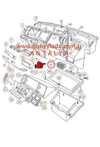 KALORİFER ÖN GÖĞÜS HAVA DAĞITICI IZGARA Yan-L Sol [Skoda Favorit,Forman,Pickup]