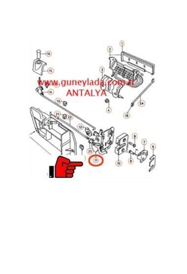 KAPI KİLİT İÇ MEKANİZMASI ARKA EM L-Sol [Skoda Favorit,Forman]