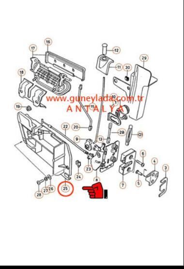 KAPI İÇ AÇMA KOLU YUVASI ALT EM Sol-L  [Skoda Favorit L,Forman L,Pickup L]