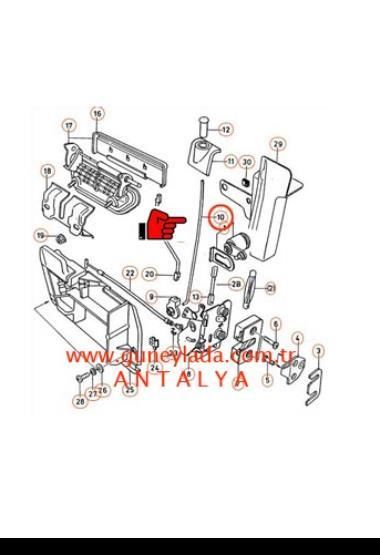 KAPI KİLİT BUTON ÇUBUĞU ÖN L-Sol [Skoda Favorit,Forman,Pickup]